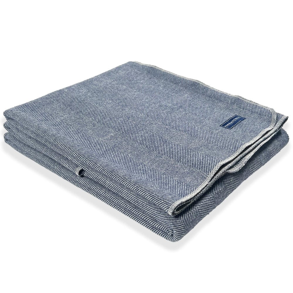 Factory Second Coastal Cottage Herringbone Wool Blanket - Blue Steel active Full group-gallery King machine washable Queen Solids Twin