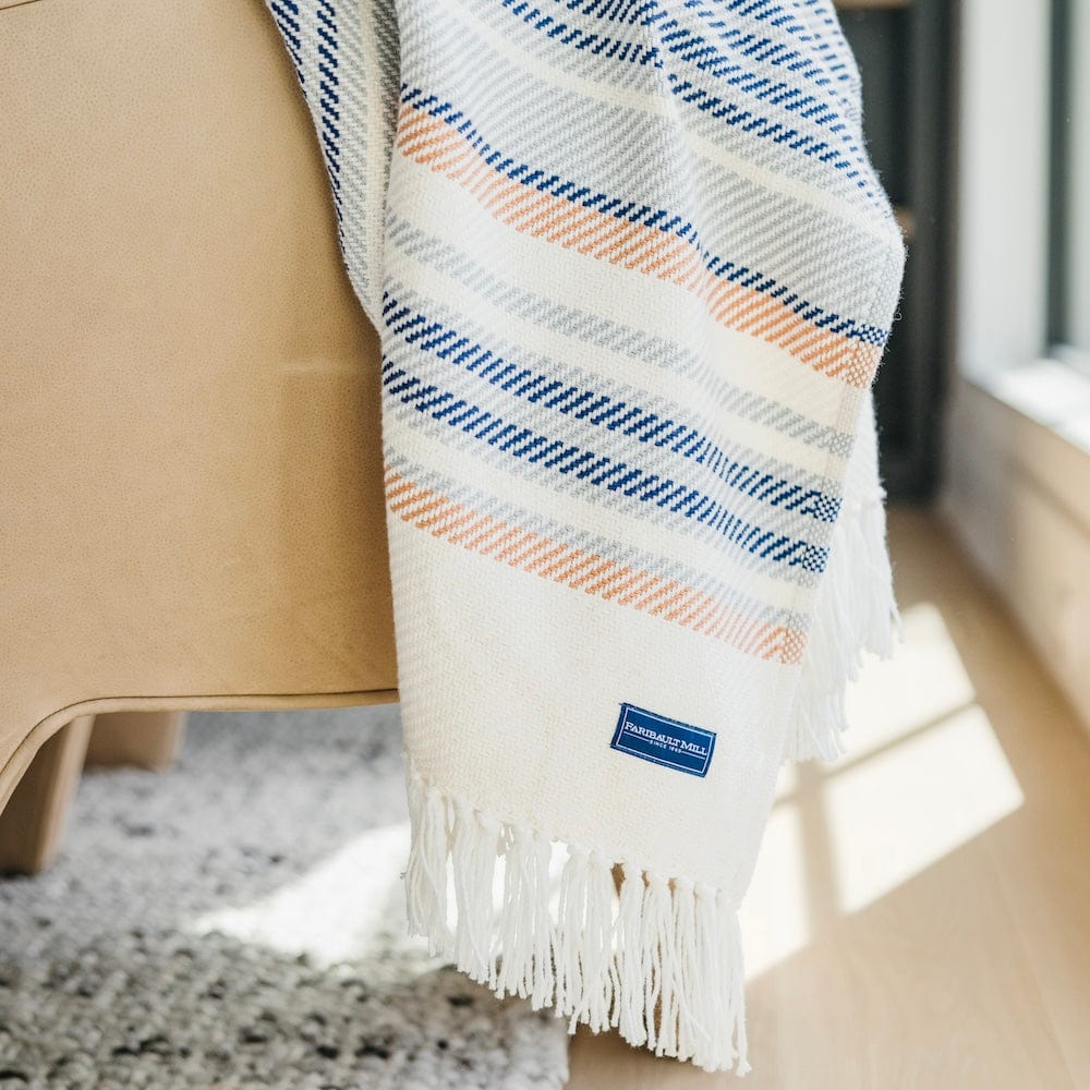 Adirondack Cotton Throw - Natural/Navy active Current group-gallery machine washable Stripes