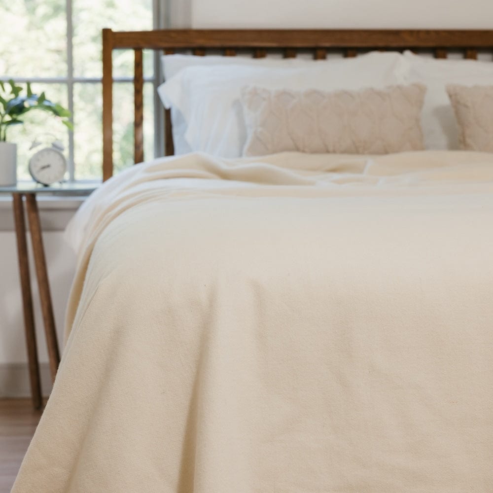 Lakefront Wool Blanket - Pearl active Current Full group-gallery King machine washable Queen Solids Twin