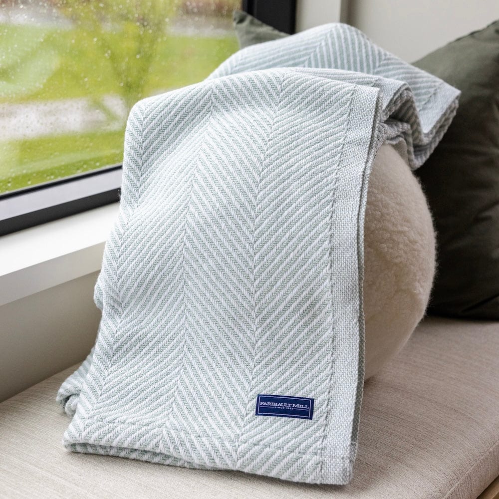Monhegan Cotton Throw Without Fringe - Surf active All Throws Best Seller Cotton Throws Current Full Price FWM group-gallery Herringbone Collection Herringbone Throw machine washable Monhegan Cotton Throw Without Fringe New Lower Price personalization Regular Priced Throws