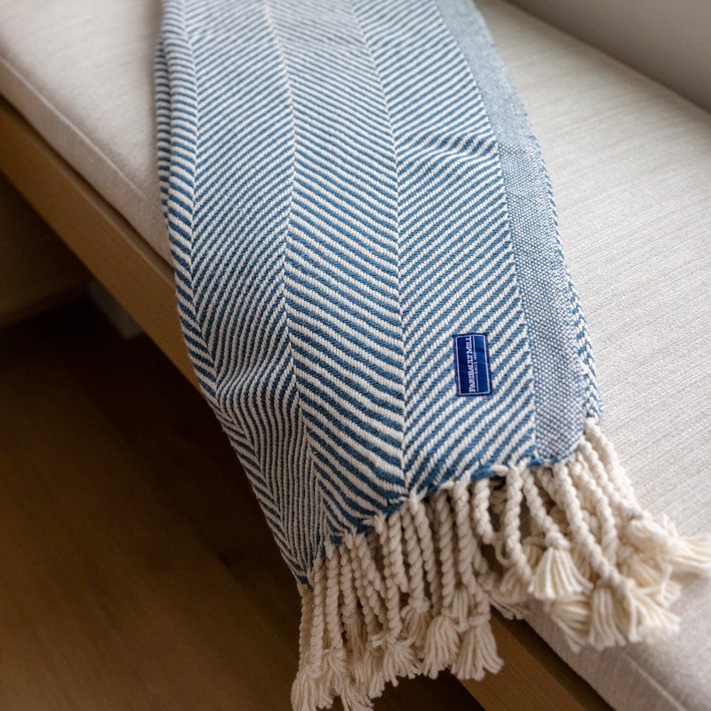 Monhegan Cotton Throw With Fringe active All Throws Best Seller Cotton Throws Current Full Price FWM group-gallery Herringbone Collection Herringbone Throw machine washable personalization Regular Priced Throws
