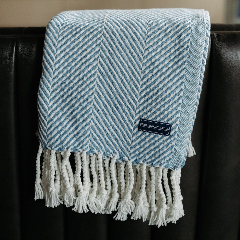 Monhegan Cotton Throw With Fringe active All Throws Best Seller Cotton Throws Current Full Price FWM group-gallery Herringbone Collection Herringbone Throw machine washable personalization Regular Priced Throws