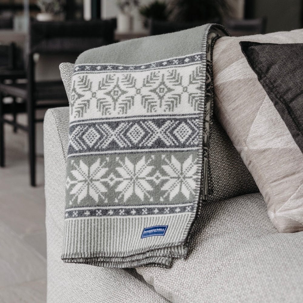 Nordic Wool Throw Blanket - Sage Green active Current Dry clean or hand wash group-gallery New Lower Price