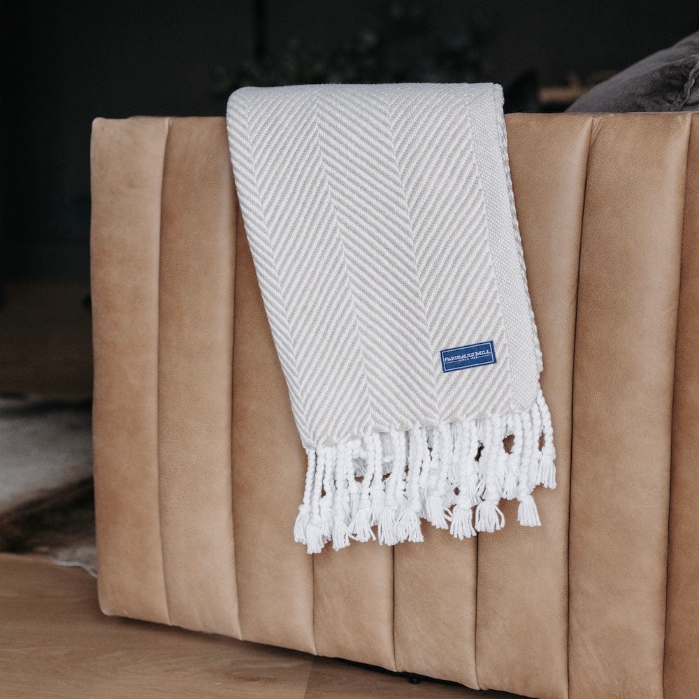 Monhegan Cotton Throw With Fringe active All Throws Best Seller Cotton Throws Current Full Price FWM group-gallery Herringbone Collection Herringbone Throw machine washable personalization Regular Priced Throws