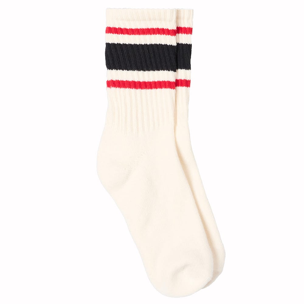 Faribault Mill x American Trench Retro Stripe Cotton Socks - Natural One Size active Current Faribault Mill x American Trench Retro Stripe Socks Full Price machine washable Socks