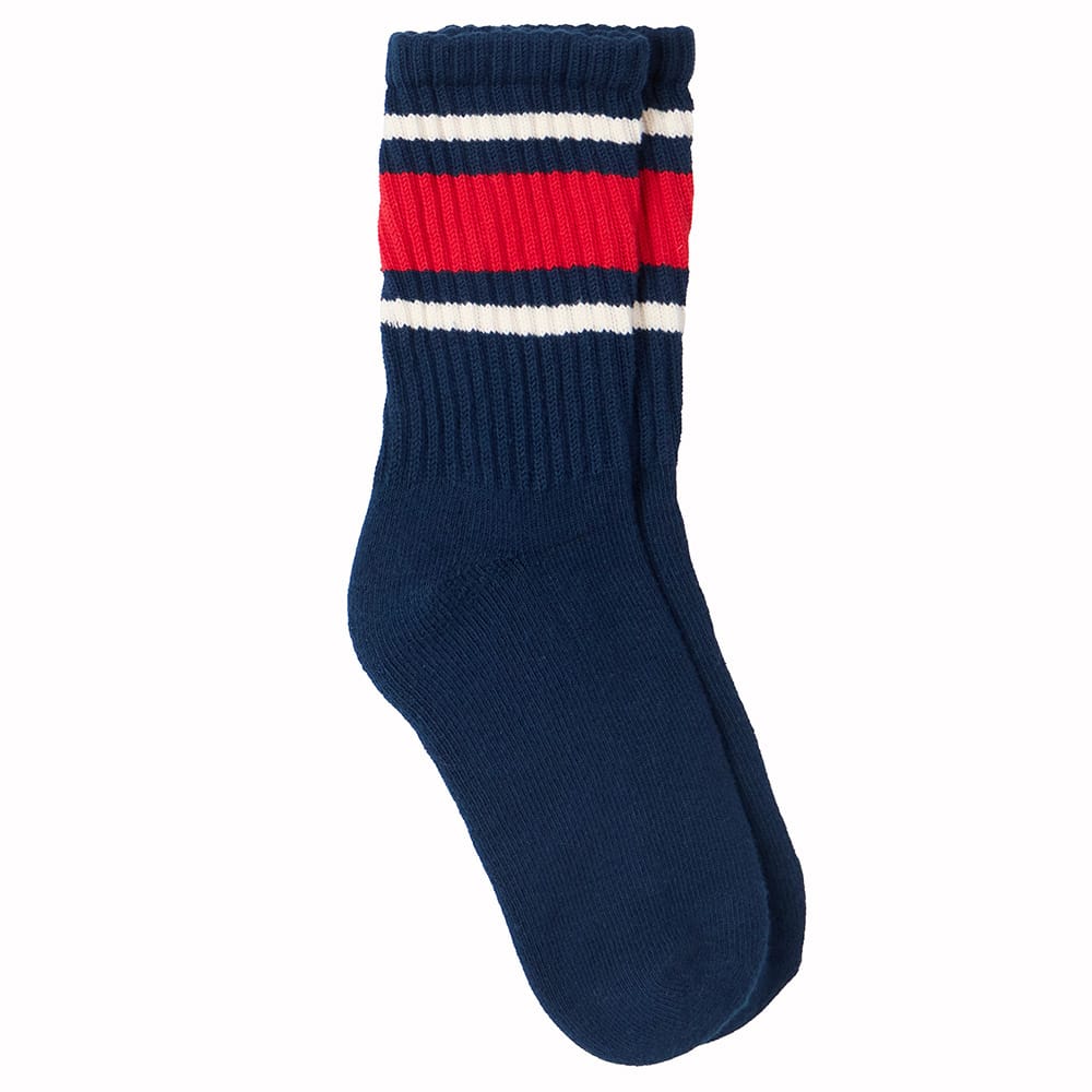 Faribault Mill x American Trench Retro Stripe Socks - Navy One Size active Current Faribault Mill x American Trench Retro Stripe Socks Full Price machine washable Socks