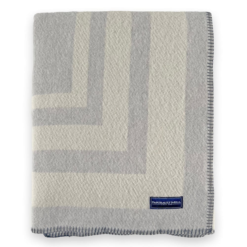 Framed Stripe Wool Blanket - Gray active Current Dry clean or hand wash Framed Stripe Wool Blanket