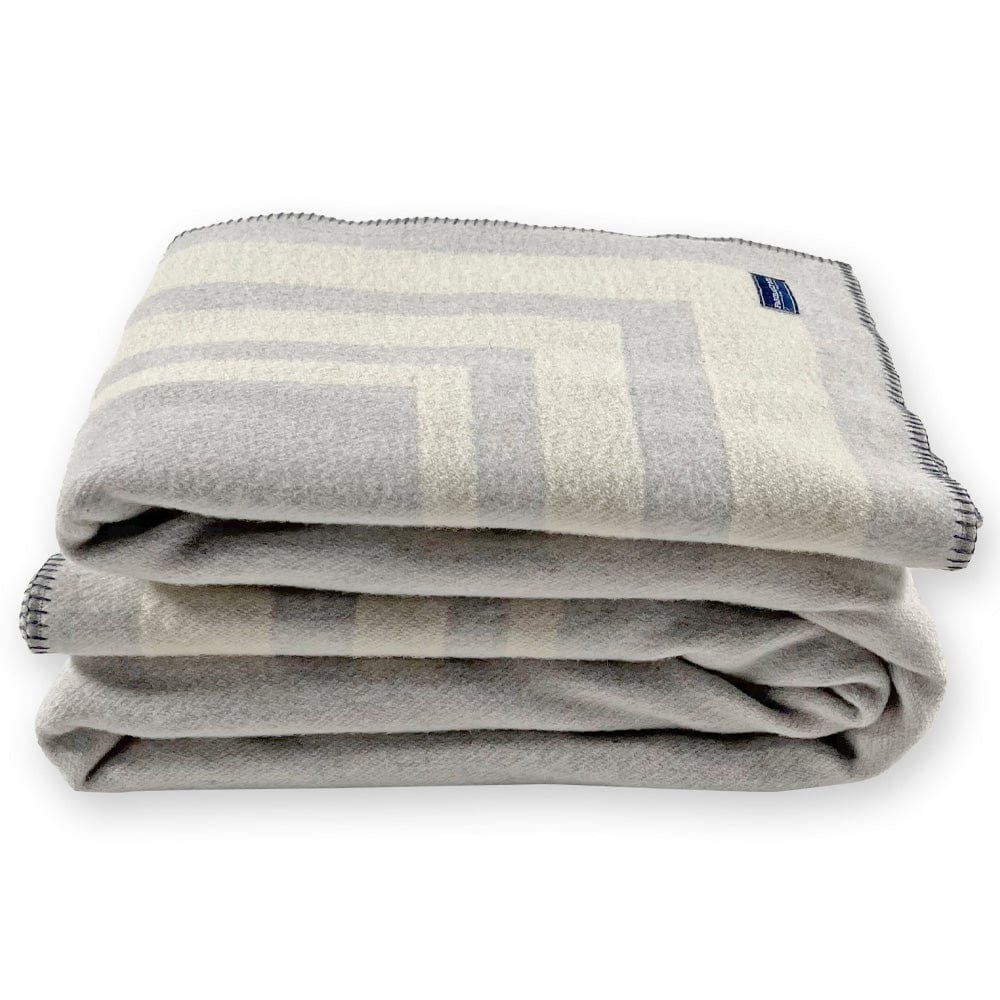 Framed Stripe Wool Blanket - Gray active Current Dry clean or hand wash Framed Stripe Wool Blanket