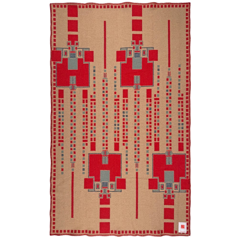 Frank Lloyd Wright Hollyhock House Rug Wool Throw 42" x 65" active Current Dry clean or hand wash Frank Lloyd Wright Full Price