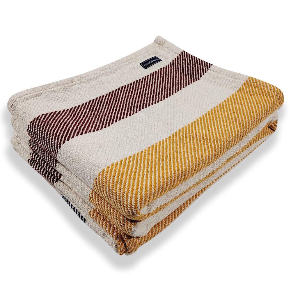 Factory Second Frontier Cotton Blanket Natural active Full King machine washable Queen Stripes Twin