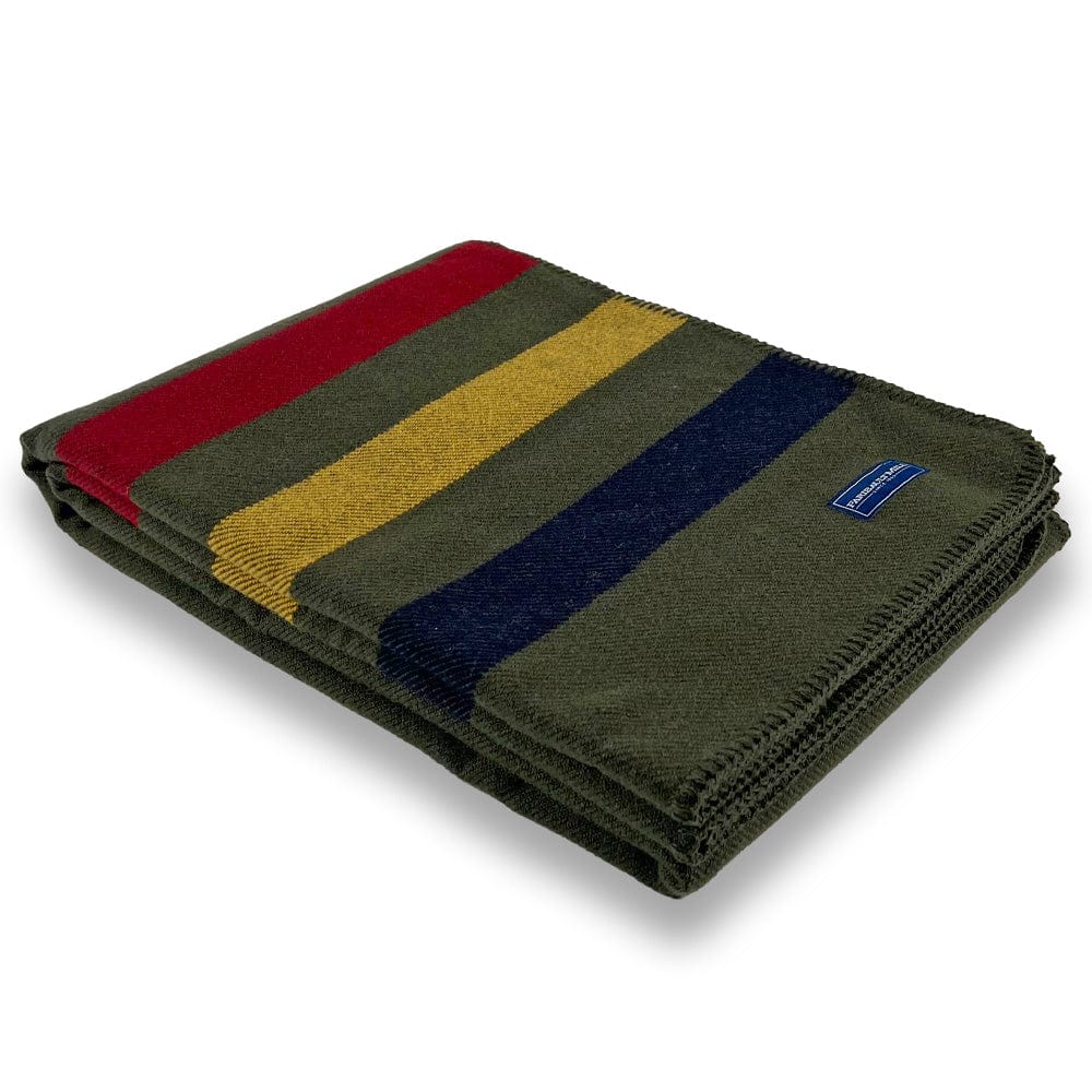 Frontier Wool Throw Blanket - Olive 50" x 72" active Current Dry clean or hand wash Frontier Wool Throw Full Price group-gallery New Lower Price Stripes