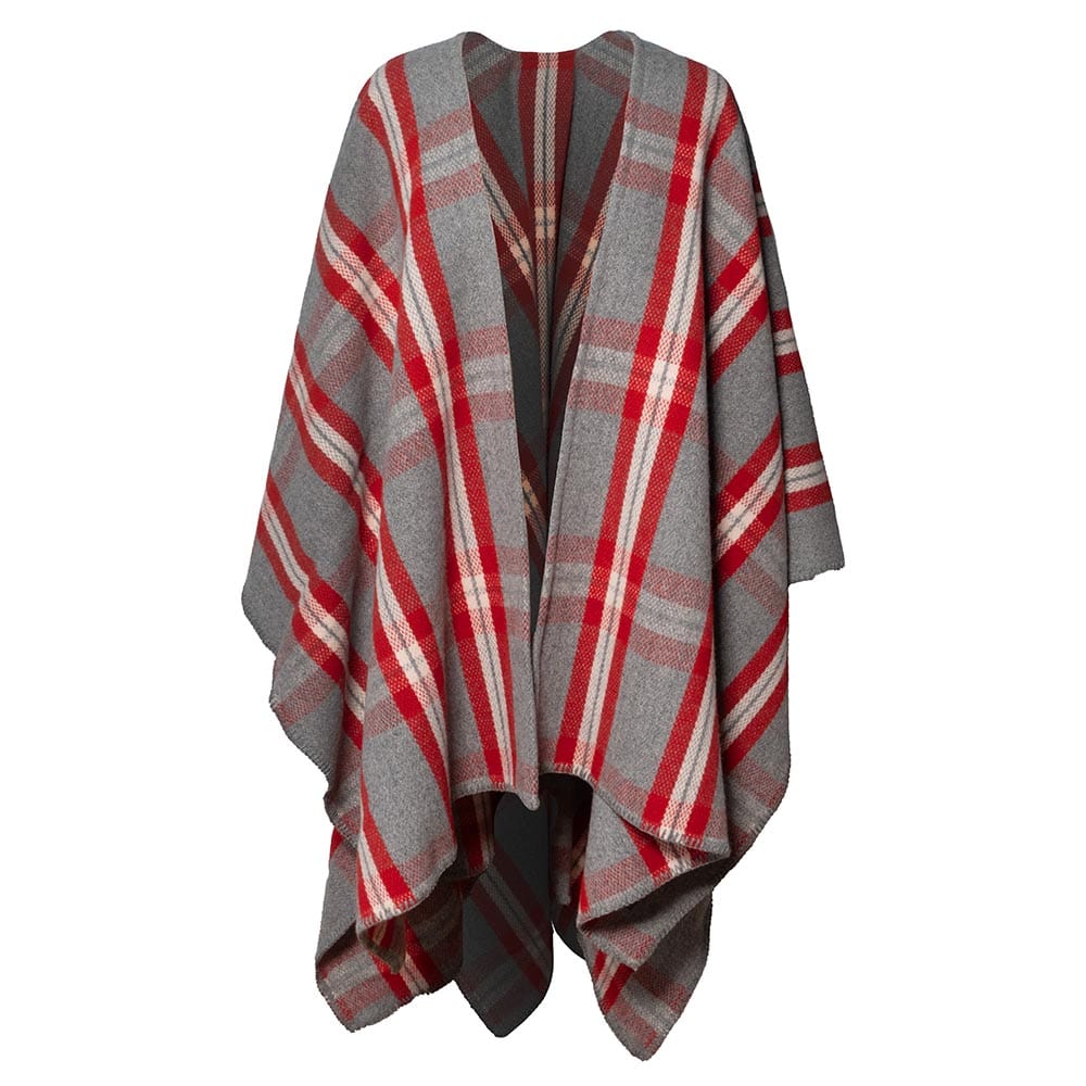 Minnehaha Falls Wool Shawl Without Fringe Red Gray active Current Dry clean or hand wash group-gallery Patterns & Plaids