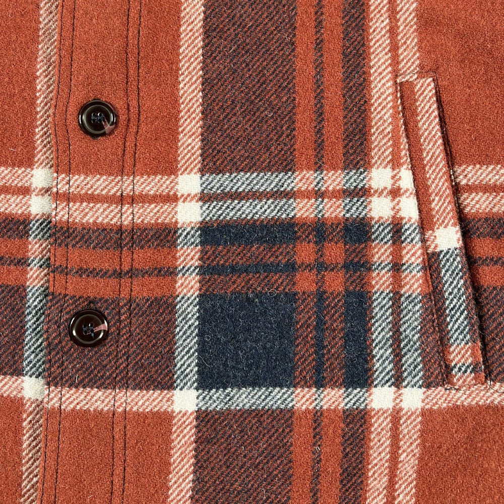 Heritage Plaid Shirt Jacket - Rust/Navy active dry clean only