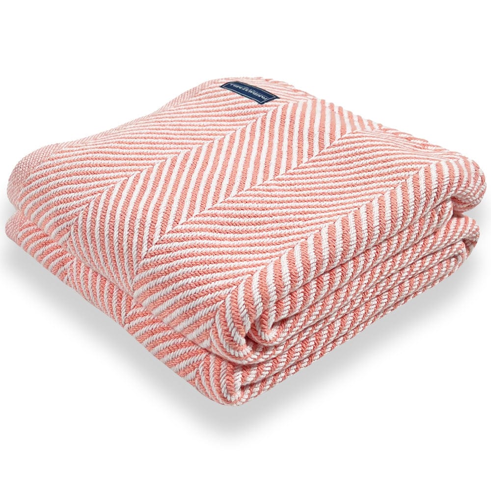 Monhegan Cotton Throw Without Fringe - Papaya Papaya Fringeless active All Throws Best Seller Cotton Throws FWM Herringbone Collection Herringbone Throw machine washable Throws