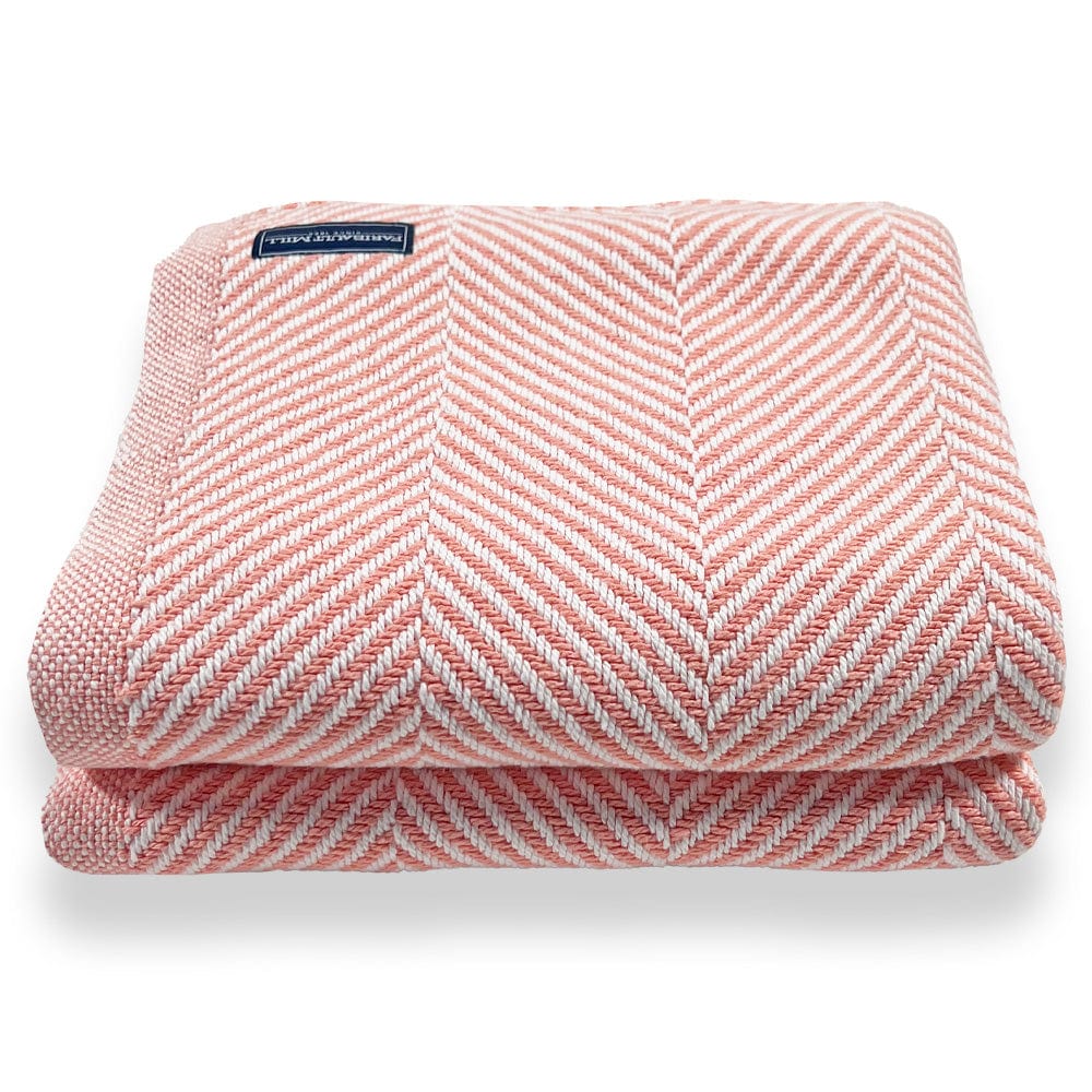 Monhegan Cotton Throw Without Fringe - Papaya active All Throws Best Seller Cotton Throws FWM Herringbone Collection Herringbone Throw machine washable Throws
