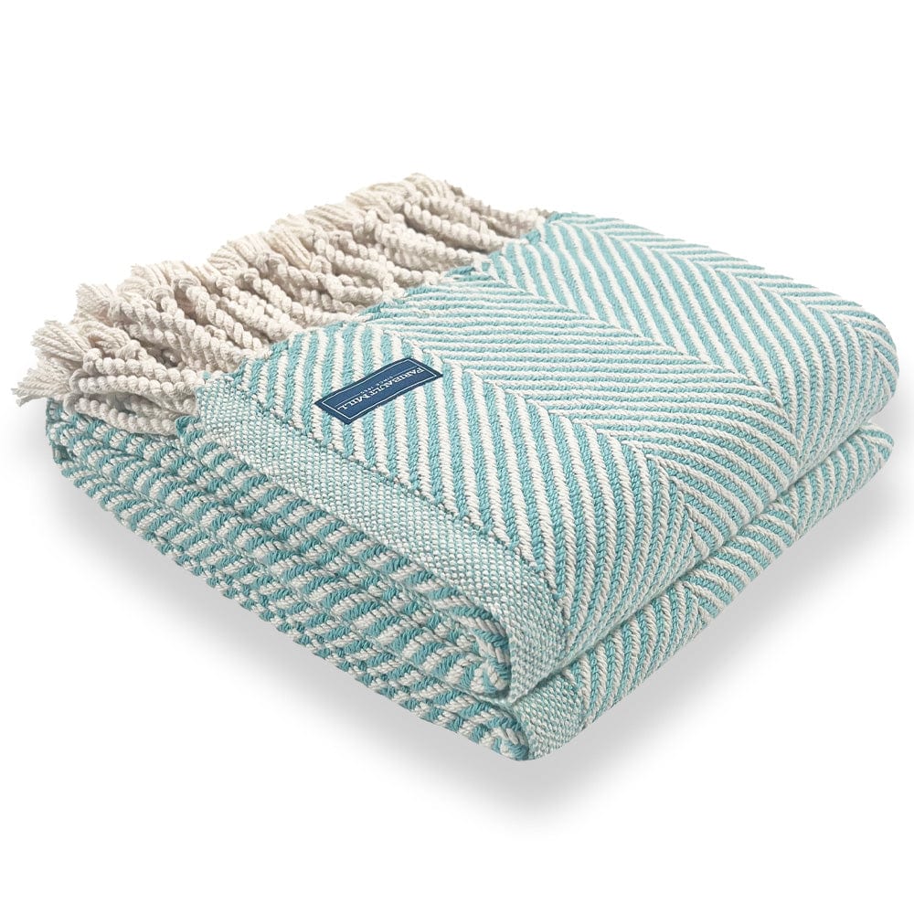 Monhegan Cotton Throw With Fringe - Island Blue active All Throws Best Seller Cotton Throws Current FWM group-gallery Herringbone Collection Herringbone Throw machine washable Monhegan Cotton Throw With Fringe personalization Regular Priced Throws