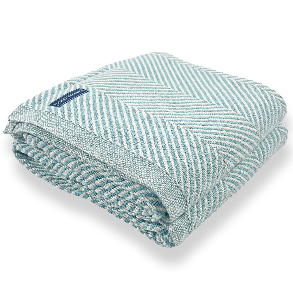 Monhegan Cotton Throw Without Fringe - Island Blue active All Throws Best Seller Cotton Throws Current Full Price FWM group-gallery Herringbone Collection Herringbone Throw machine washable Monhegan Cotton Throw Without Fringe New Lower Price personalization Regular Priced Throws