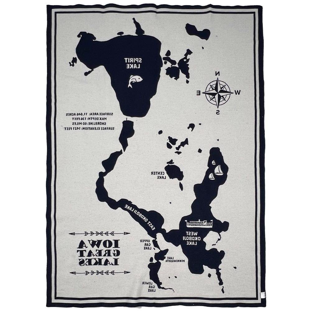 Iowa Great Lakes Map Wool Throw Blanket active Current Dry clean or hand wash Full Price Lakes & Maps