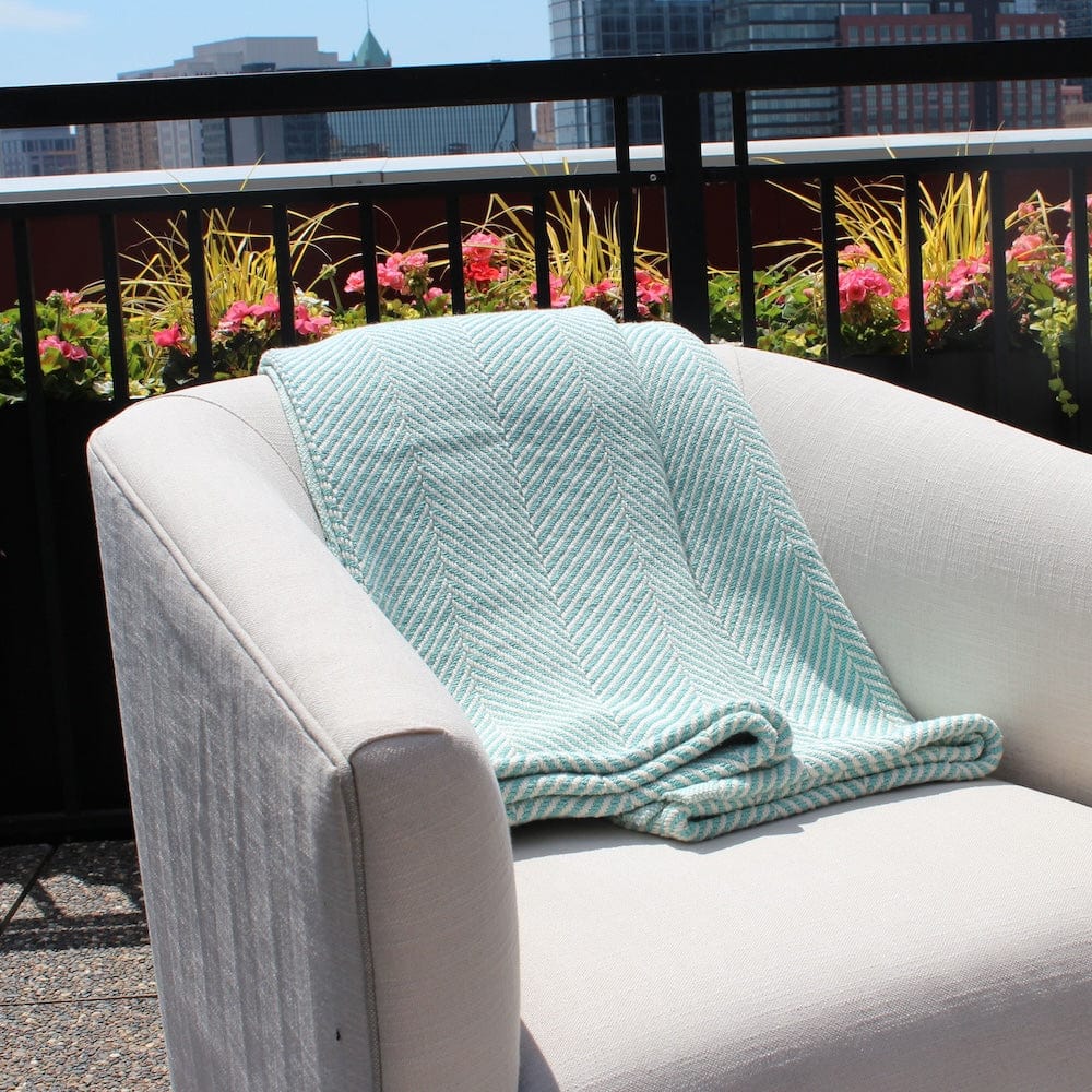 Monhegan Cotton Throw Without Fringe - Island Blue active All Throws Best Seller Cotton Throws Current Full Price FWM group-gallery Herringbone Collection Herringbone Throw machine washable Monhegan Cotton Throw Without Fringe New Lower Price personalization Regular Priced Throws