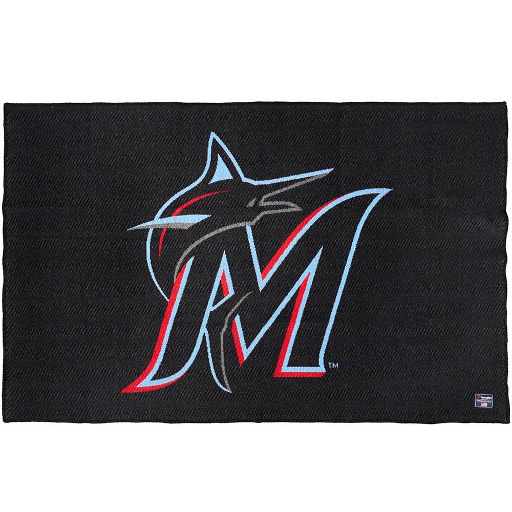 Miami Marlins Wool Throw Blanket Black active Current Dry clean or hand wash Full Price MLB New Lower Price personalization