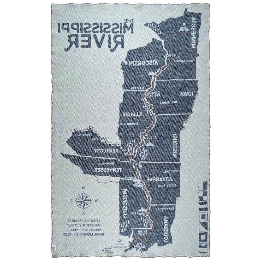 Mississippi River Wool Throw active Current Dry clean or hand wash Full Price Lakes & Maps
