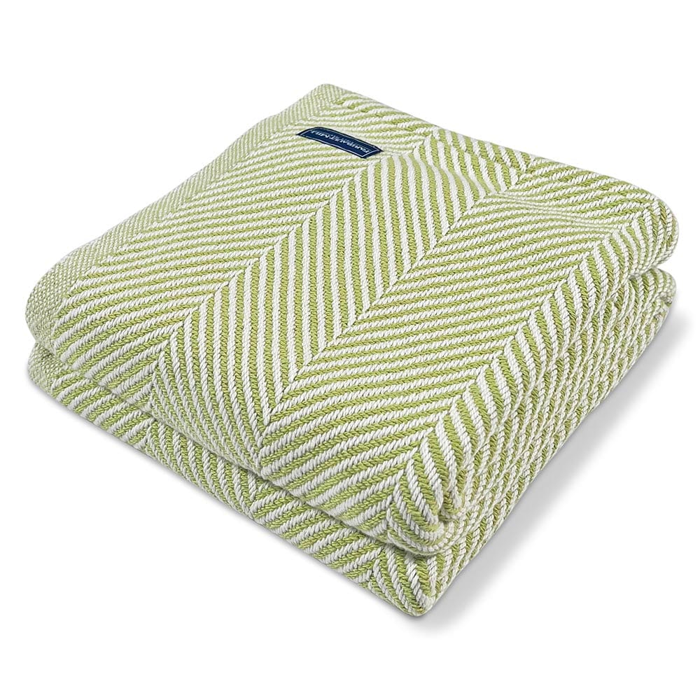 Monhegan Cotton Throw Without Fringe - Apple Green 48" x 70" active All Throws Best Seller Cotton Throws Current Full Price FWM group-gallery Herringbone Collection Herringbone Throw machine washable Monhegan Cotton Throw Without Fringe New Lower Price personalization Regular Priced Throws