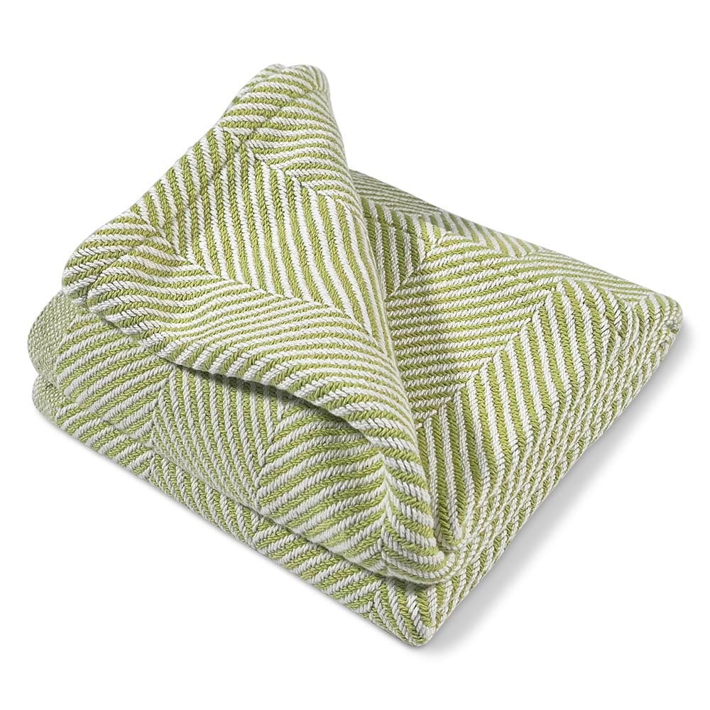 Monhegan Cotton Throw Without Fringe - Apple Green active All Throws Best Seller Cotton Throws Current Full Price FWM group-gallery Herringbone Collection Herringbone Throw machine washable Monhegan Cotton Throw Without Fringe New Lower Price personalization Regular Priced Throws