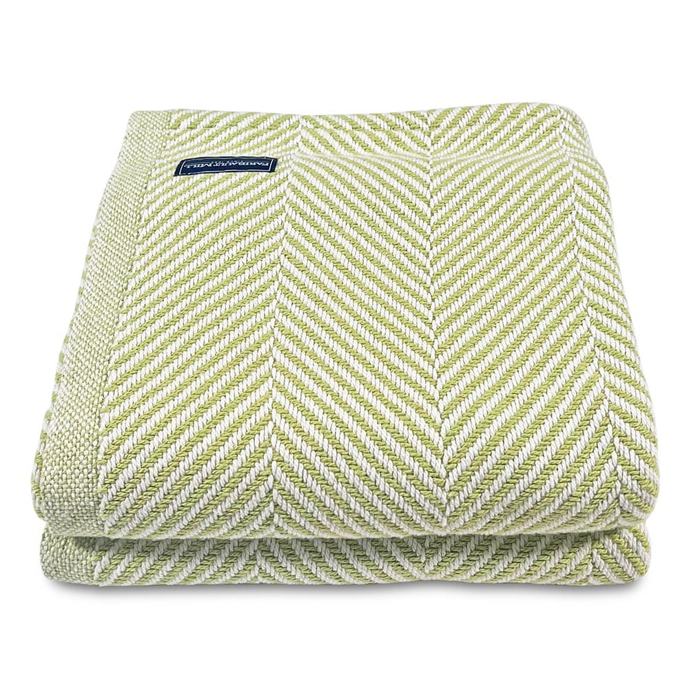Monhegan Cotton Throw Without Fringe - Apple Green active All Throws Best Seller Cotton Throws Current Full Price FWM group-gallery Herringbone Collection Herringbone Throw machine washable Monhegan Cotton Throw Without Fringe New Lower Price personalization Regular Priced Throws