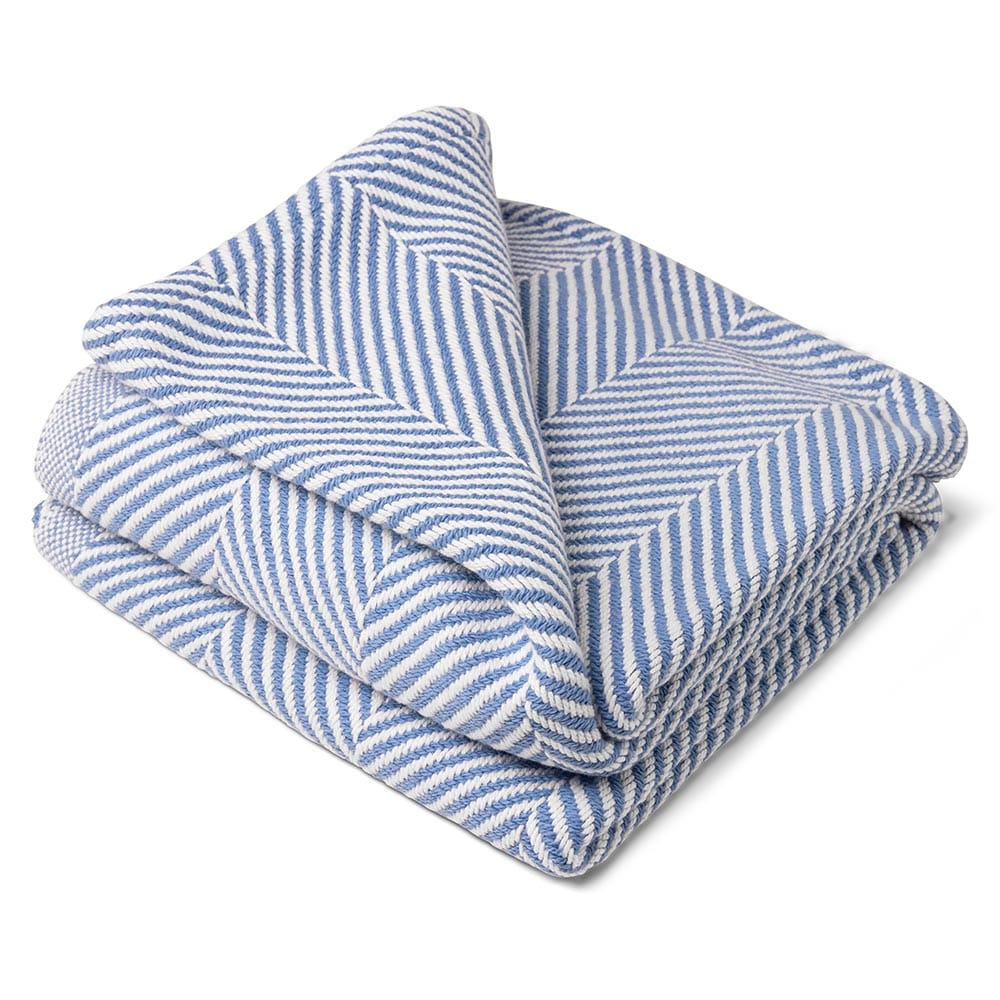 Monhegan Cotton Throw Without Fringe - Denim active All Throws Best Seller Cotton Throws Current Full Price FWM group-gallery Herringbone Collection Herringbone Throw machine washable Monhegan Cotton Throw Without Fringe New Lower Price personalization Regular Priced Throws