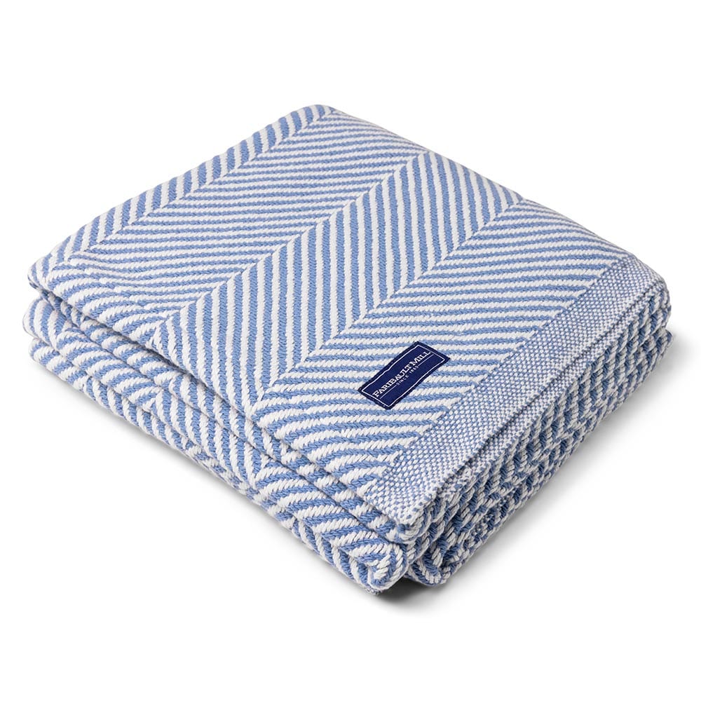 Monhegan Cotton Throw Without Fringe - Denim active All Throws Best Seller Cotton Throws Current Full Price FWM group-gallery Herringbone Collection Herringbone Throw machine washable Monhegan Cotton Throw Without Fringe New Lower Price personalization Regular Priced Throws