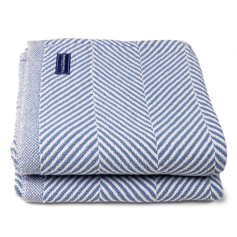 Monhegan Cotton Throw Without Fringe - Denim active All Throws Best Seller Cotton Throws Current Full Price FWM group-gallery Herringbone Collection Herringbone Throw machine washable Monhegan Cotton Throw Without Fringe New Lower Price personalization Regular Priced Throws