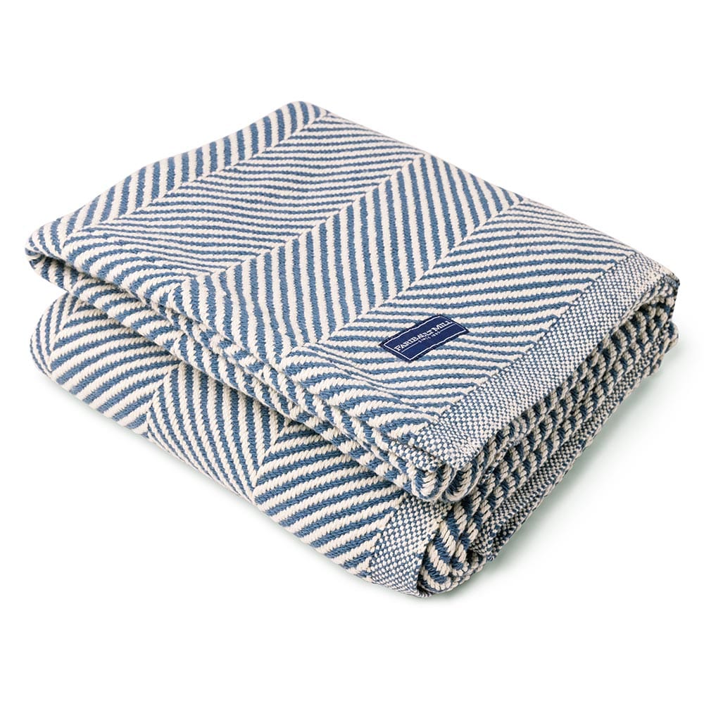 Monhegan Cotton Throw Without Fringe - Indigo active All Throws Best Seller Cotton Throws Current Full Price FWM group-gallery Herringbone Collection Herringbone Throw machine washable Monhegan Cotton Throw Without Fringe New Lower Price personalization Regular Priced Throws