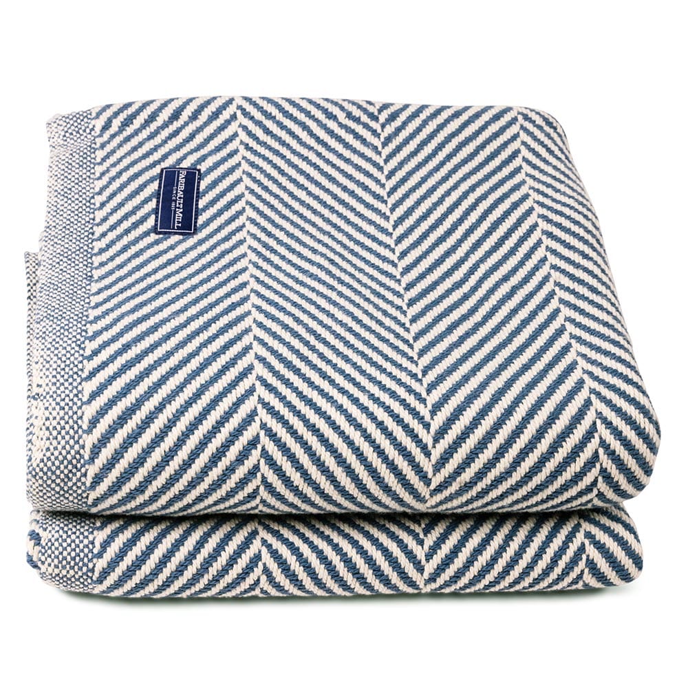 Monhegan Cotton Throw Without Fringe - Indigo active All Throws Best Seller Cotton Throws Current Full Price FWM group-gallery Herringbone Collection Herringbone Throw machine washable Monhegan Cotton Throw Without Fringe New Lower Price personalization Regular Priced Throws