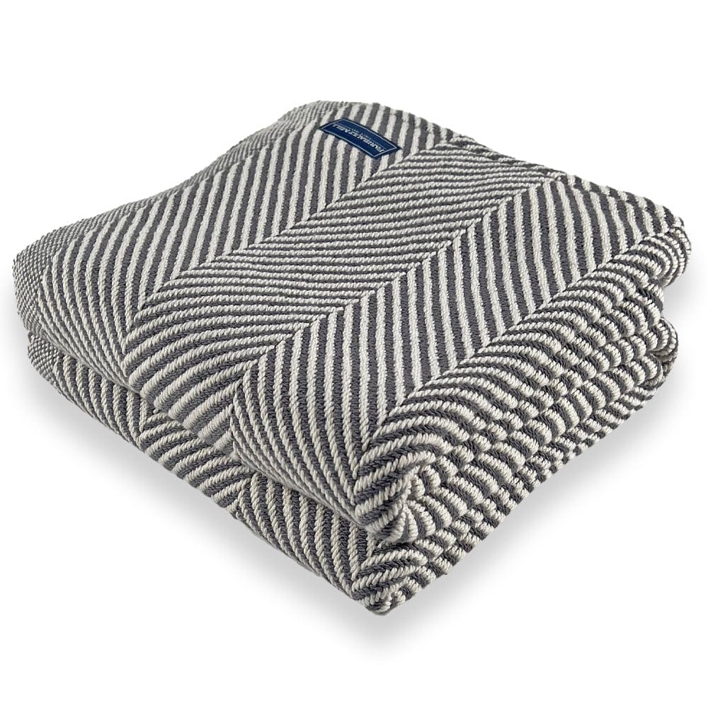 Monhegan Cotton Throw Without Fringe - Slate Slate Fringeless active All Throws Best Seller Cotton Throws FWM Herringbone Collection Herringbone Throw machine washable Throws