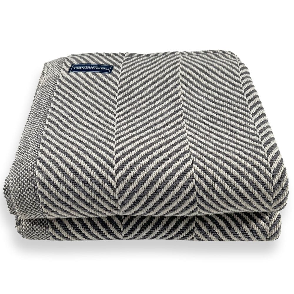 Monhegan Cotton Throw Without Fringe - Slate active All Throws Best Seller Cotton Throws FWM Herringbone Collection Herringbone Throw machine washable Throws