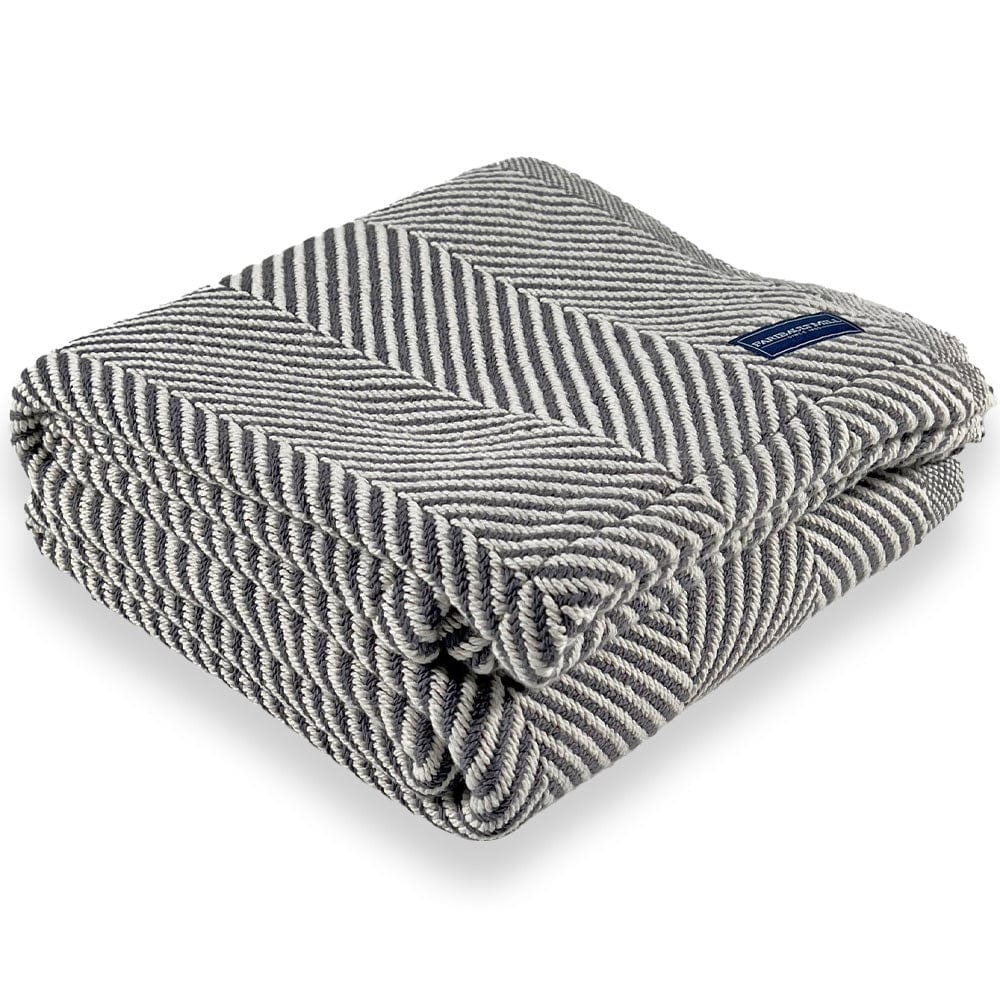 Monhegan Cotton Throw Without Fringe - Slate active All Throws Best Seller Cotton Throws FWM Herringbone Collection Herringbone Throw machine washable Throws