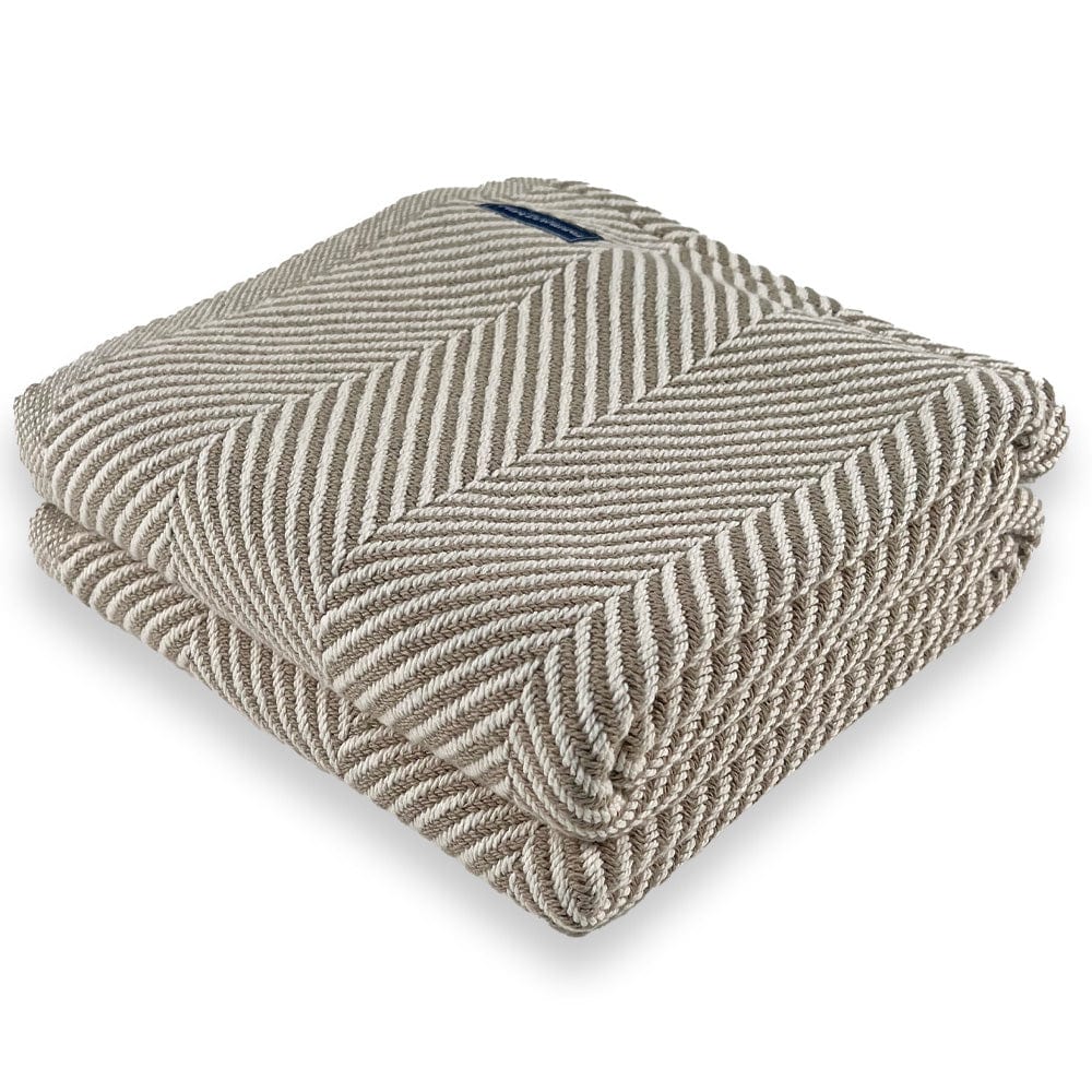 Monhegan Cotton Throw Without Fringe - Stone Stone Fringeless active All Throws Best Seller Cotton Throws FWM Herringbone Collection Herringbone Throw machine washable Throws
