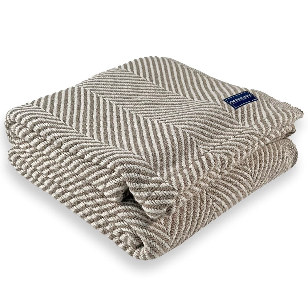 Monhegan Cotton Throw Without Fringe - Stone active All Throws Best Seller Cotton Throws FWM Herringbone Collection Herringbone Throw machine washable Throws