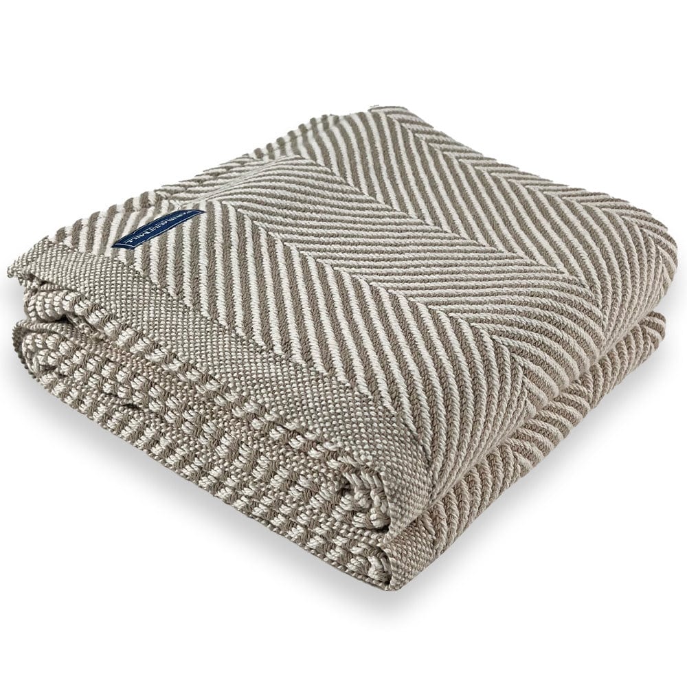 Monhegan Cotton Throw Without Fringe - Stone active All Throws Best Seller Cotton Throws FWM Herringbone Collection Herringbone Throw machine washable Throws