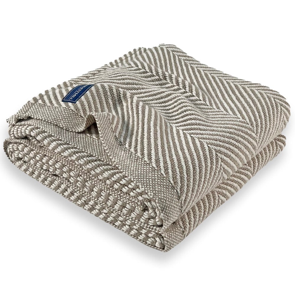 Monhegan Cotton Throw Without Fringe - Stone active All Throws Best Seller Cotton Throws FWM Herringbone Collection Herringbone Throw machine washable Throws