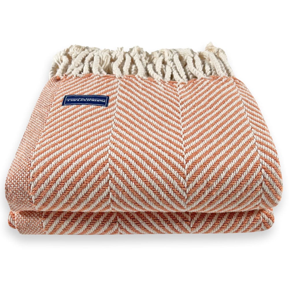 Monhegan Cotton Throw With Fringe - Bittersweet active All Throws Best Seller Cotton Throws FWM Herringbone Collection Herringbone Throw machine washable Throws