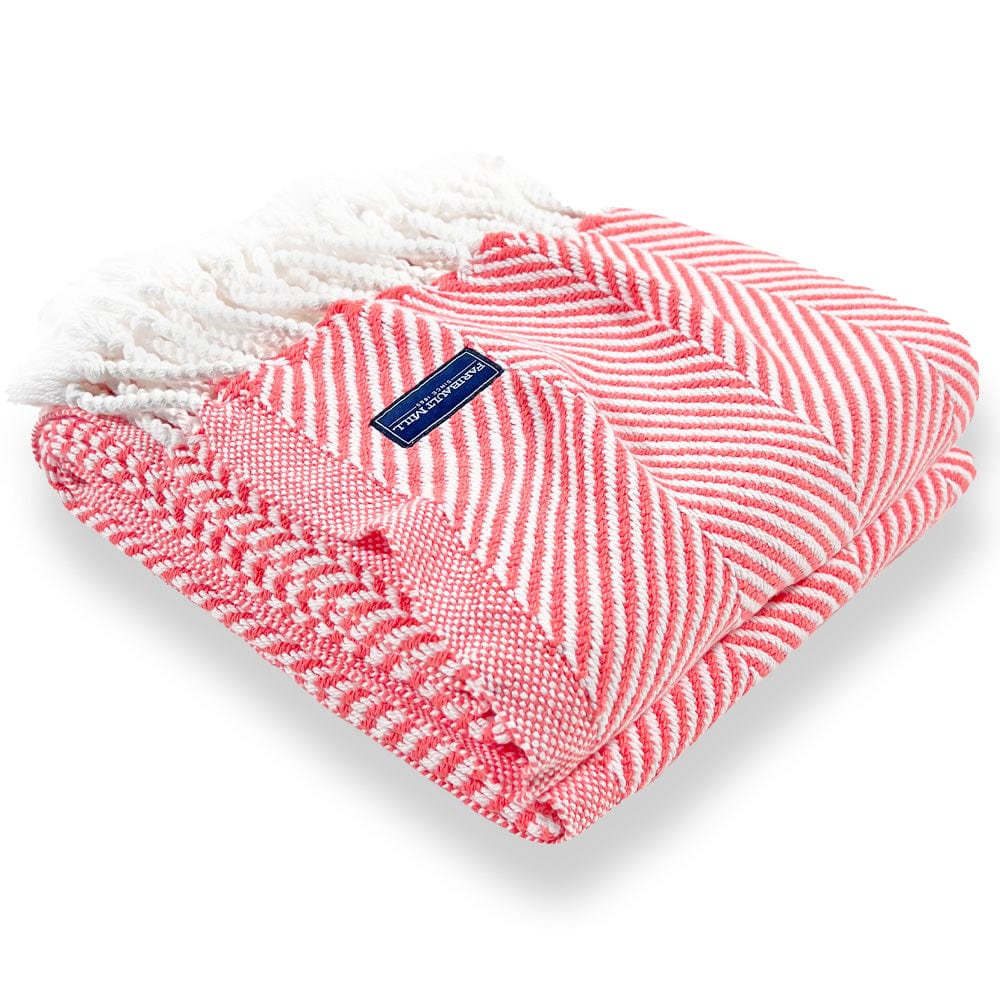 Monhegan Cotton Throw With Fringe - Coral active All Throws Best Seller Cotton Throws FWM Herringbone Collection Herringbone Throw machine washable Throws