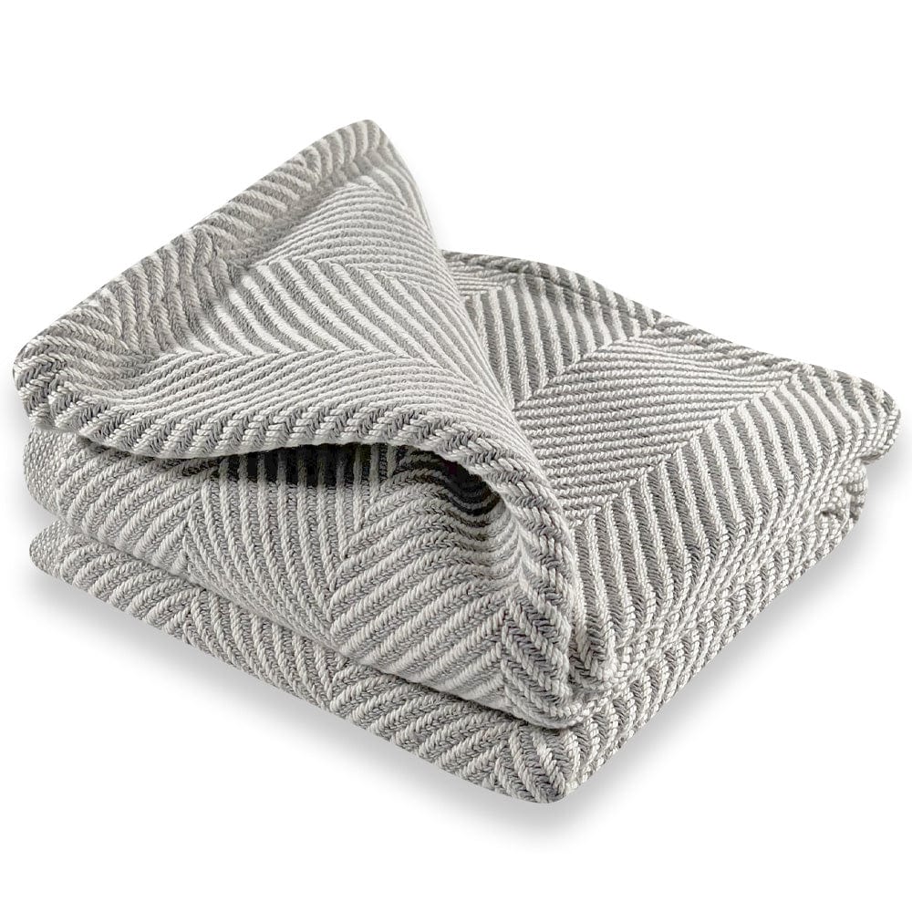 Monhegan Cotton Throw Without Fringe - Gray Heather active All Throws Best Seller Cotton Throws FWM Herringbone Collection Herringbone Throw machine washable Throws