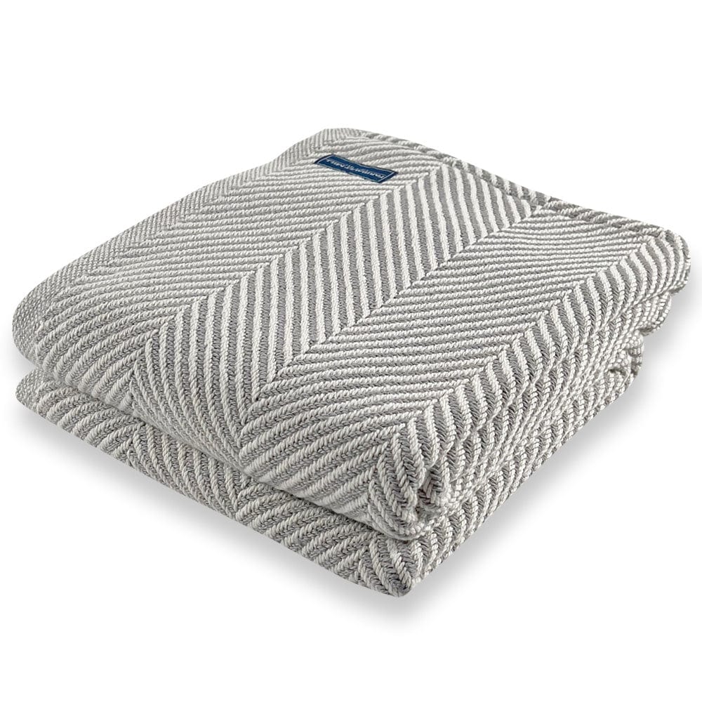 Monhegan Cotton Throw Without Fringe - Gray Heather Gray Heather Fringeless active All Throws Best Seller Cotton Throws FWM Herringbone Collection Herringbone Throw machine washable Throws