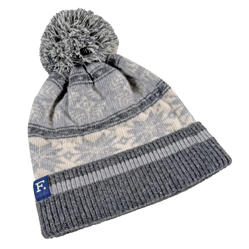 Nordic Pattern Pom Beanie - Gray/Chalk active Beanies dry clean only Nordic Pattern Pom Beanie