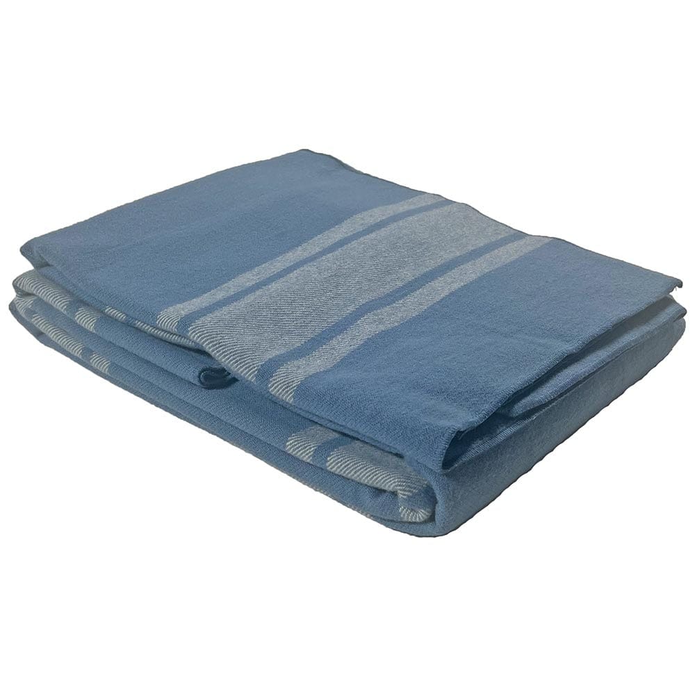 North Shore Stripe Wool Blanket - Blue Queen Blue active group-gallery machine washable Queen Sale