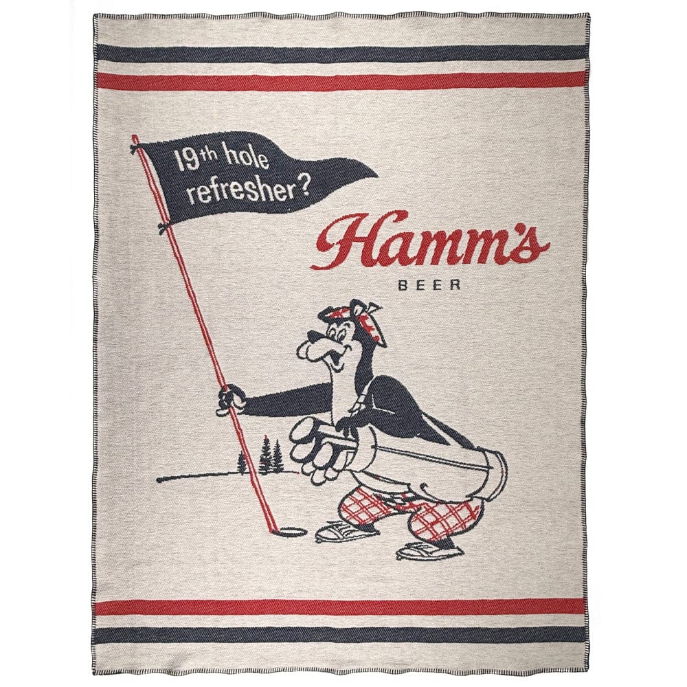 North Star Hamm's Beer Golfing Bear Throw 48" x 66" Current Full Price group-gallery Machine Washable new arrivals New Lower Price Sale sustainable throws