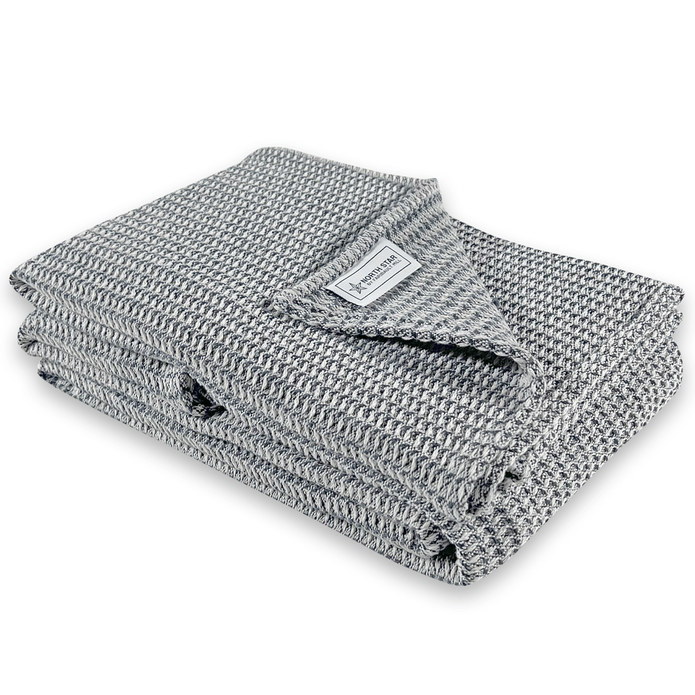North Star Waffle Weave Blanket - Blue Blue Current group-gallery Machine Washable north star sustainable