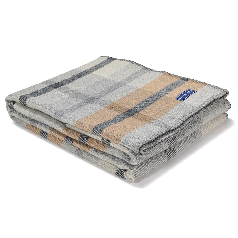 Northfield Plaid Wool Throw Heritage Beige