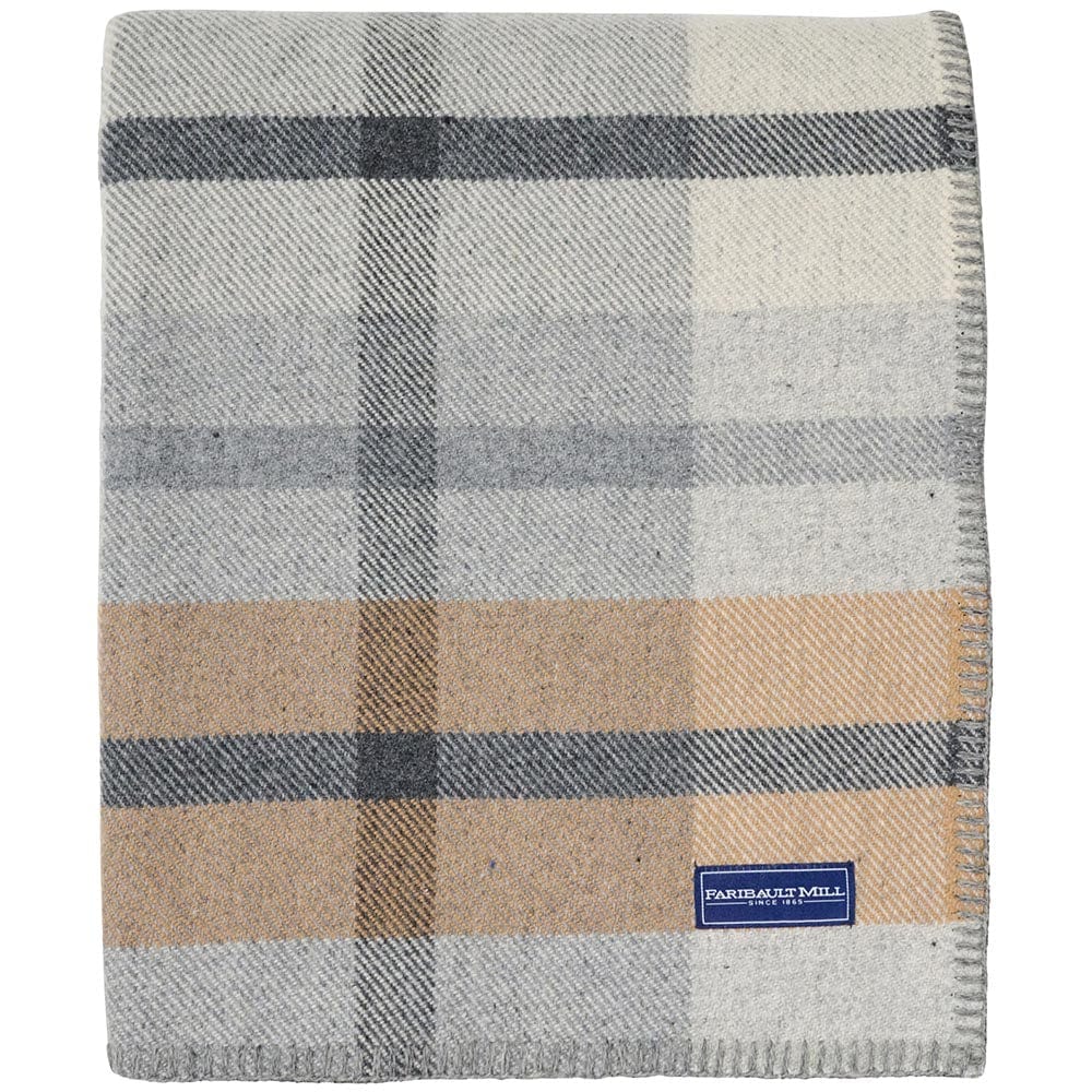 Factory Second Northfield Plaid Wool Throw Heritage Beige